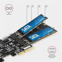 AXAGON PCES-SA4M2 PCIe Controller 2x SATA 6G + 2x SATA M.2