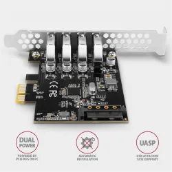 AXAGON PCEU-43RS PCIe Controller 4x SuperSpeed USB bővítő kártya