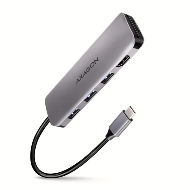 AXAGON HMC-HCR3A SuperSpeed USB-C COMBO 5in1 hub Grey AXAGON HMC-HCR3A SuperSpeed USB-C COMBO 5in1 hub Grey