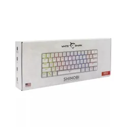 White Shark GK-2022B Shinobi Red Switches Mechanical 60% Gaming Keyboard White US