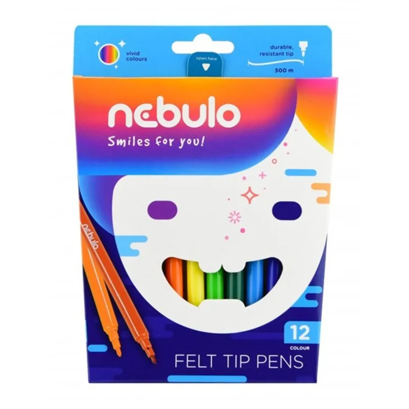 Nebulo vízbázisú 12db-os vegyes színű filctoll készlet Nebulo vízbázisú 12db-os vegyes színű filctoll készlet