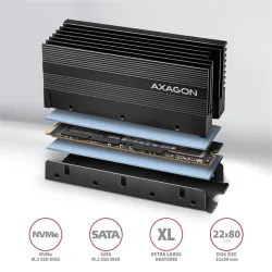 SSD hűtő Axagon CLR-M2XL M.2 NVMe, 36mm magasság , fekete