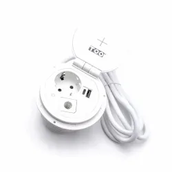 TOO GPS-104-1W IP20,1x 2P+F,USB-A,Type-C,Qi- töltés,kábelkiv., fehér asztalba süllyeszthető elosztó