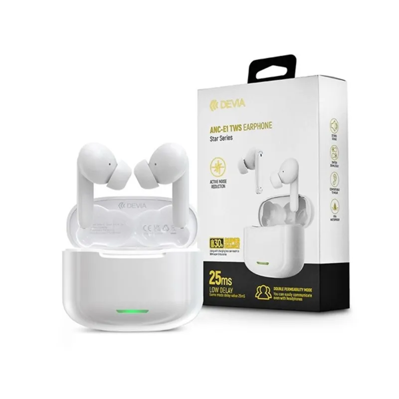 Devia ANC-E1 Bluetooth True Wireless sztereó fülhallgató fehér (ST359569) Devia ANC-E1 Bluetooth True Wireless sztereó fülhallgató fehér (ST359569)