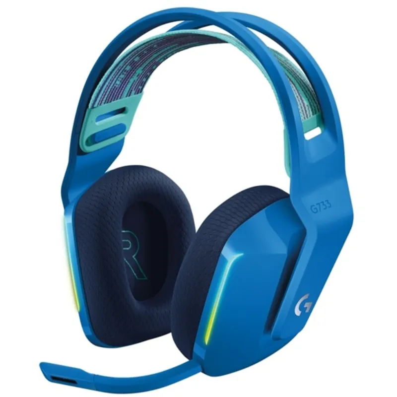 LOGITECH G G733 LIGHTSPEED Wireless RGB Gaming Headset Headset full size 2.4 GHz wireless blue LOGITECH G G733 LIGHTSPEED Wireless RGB Gaming Headset Headset full size 2.4 GHz wireless blue