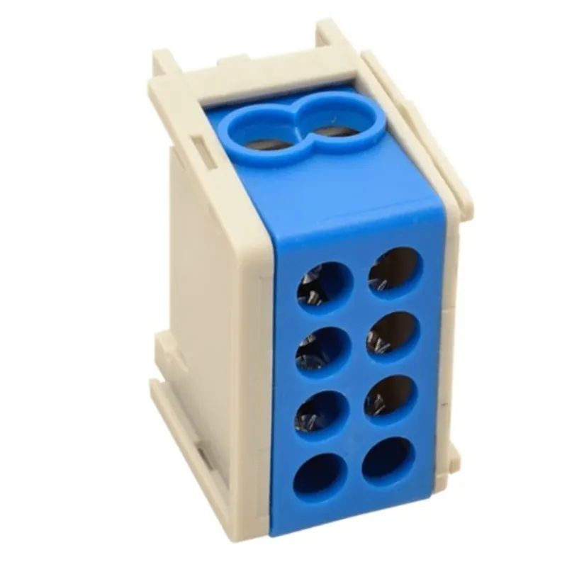 Tracon FLE-25K sínre szerelhető/ kék/ 2×25mm2 / 2×25mm2/ 400VAC/ 101A főáramköri leágazó kapocs Tracon FLE-25K sínre szerelhető/ kék/ 2×25mm2 / 2×25mm2/ 400VAC/ 101A főáramköri leágazó kapocs