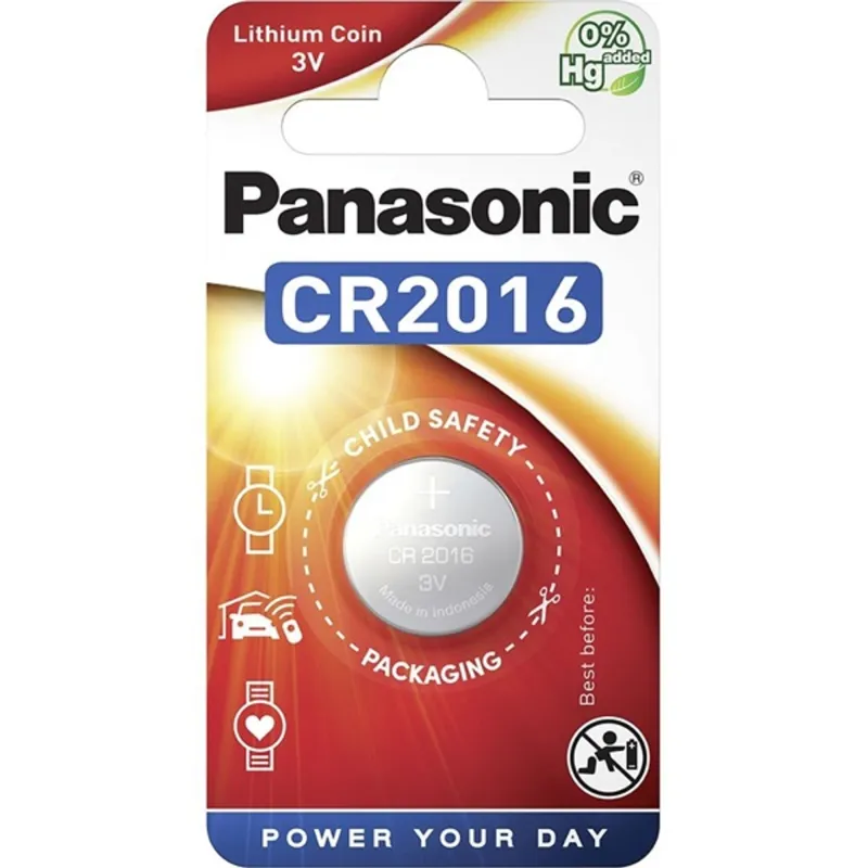 Panasonic CR2016 3V lítium gombelem 1db/csomag Panasonic CR2016 3V lítium gombelem 1db/csomag
