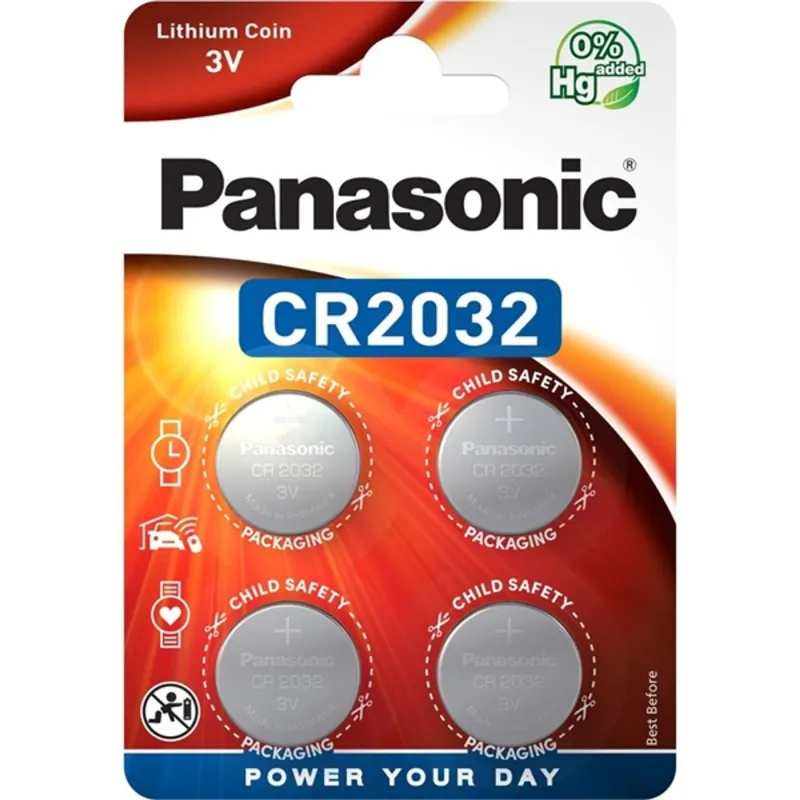Panasonic CR2032 3V lítium gombelem 4db/csomag Panasonic CR2032 3V lítium gombelem 4db/csomag