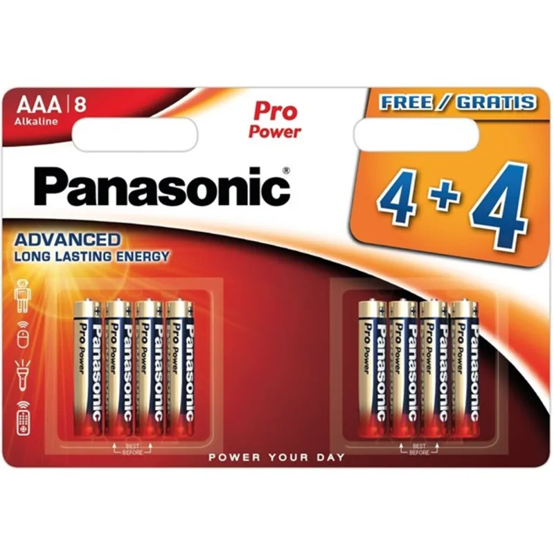 Panasonic LR03PPG/8BW 1,5V AAA/mikro tartós alkáli elem 8 db/csomag Panasonic LR03PPG/8BW 1,5V AAA/mikro tartós alkáli elem 8 db/csomag