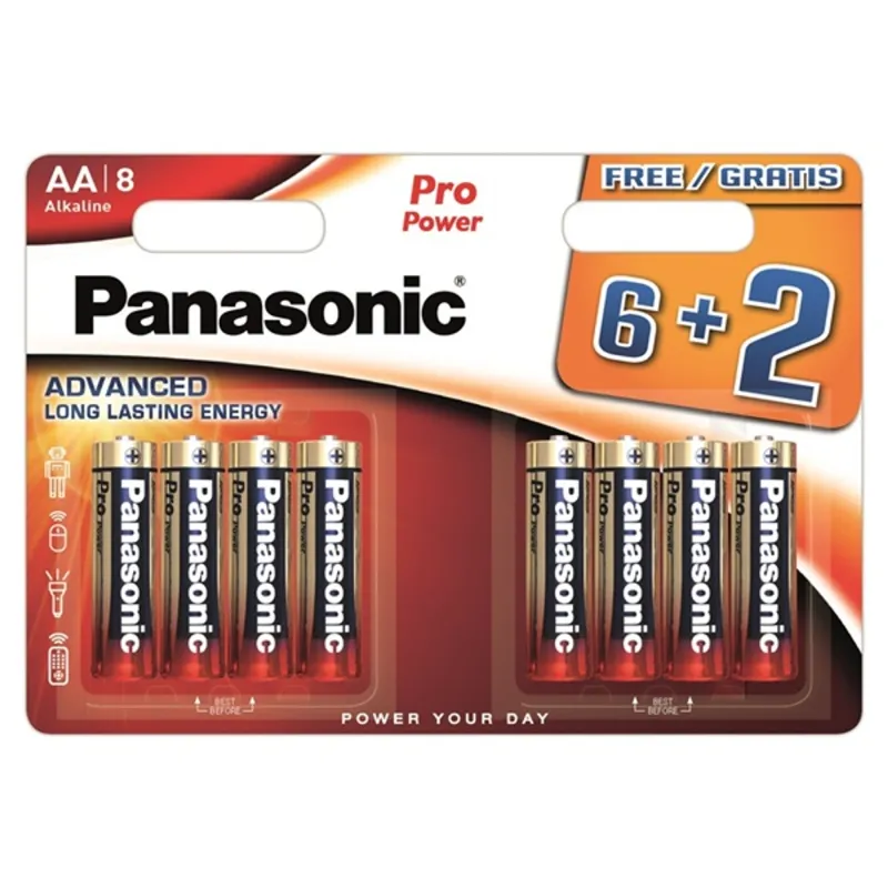 Panasonic LR6PPG/8BW 6+2F 1,5V AA/ceruza tartós alkáli elem 8db Panasonic LR6PPG/8BW 6+2F 1,5V AA/ceruza tartós alkáli elem 8db