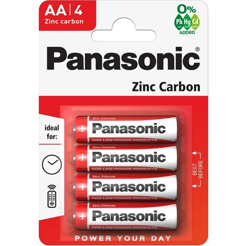 Panasonic RedZinc R6RZ/4BP AA/ceruza cink-mangán tartós elem 4 db/csomag Panasonic RedZinc R6RZ/4BP AA/ceruza cink-mangán tartós elem 4 db/csomag