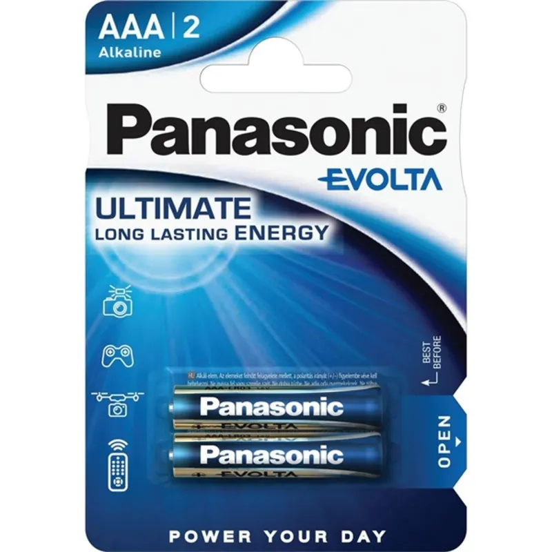 Panasonic EVOLTA LR03EGE/2BP 1,5V AAA/mikro szupertartós alkáli elem 2 db/csomag Panasonic EVOLTA LR03EGE/2BP 1,5V AAA/mikro szupertartós alkáli elem 2 db/csomag