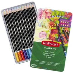 Színes ceruza készlet, DERWENT "Academy", 12 különböző szín