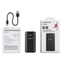 ADATA Akkubank - P20000QCD 20000mAh (Powerbank, 2xUSB-A, 1xUSB-C, kijelző, fekete)