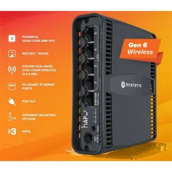 MIKROTIK C52iG-5HaxD2HaxD-TC hAP ax2 WiFi 2.4/5GHz 802.11a/n/ac/ax 5xGbE LAN Wireless router