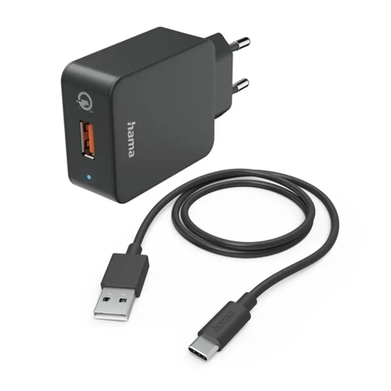 Hama FIC E3 QC 3.0 USB -TYPE-C kábellel hálózati töltő szett Black Hama FIC E3 QC 3.0 USB -TYPE-C kábellel hálózati töltő szett Black