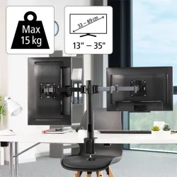 Hama Full Motion Double Monitor Arm 13"-35" Black