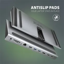 Axagon HMC-4KX3 11in1 ezüst Type C USB HUB