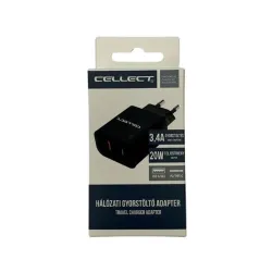 Cellect hálózati töltőadapter gyorstöltő funkcióval 20W (MTCB-PD20W-BK)