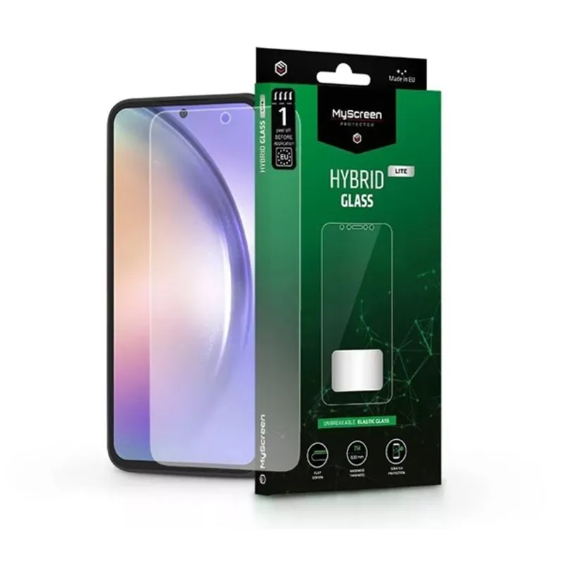 MSP LA-2302 Galaxy A54 5G (SM-A546) Hybrid Glass Lite rugalmas üveg képernyővédő fólia MSP LA-2302 Galaxy A54 5G (SM-A546) Hybrid Glass Lite rugalmas üveg képernyővédő fólia