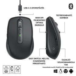 Logitech MX Anywhere 3S optikai Bluetooth egér (Graphite) sötétszürke