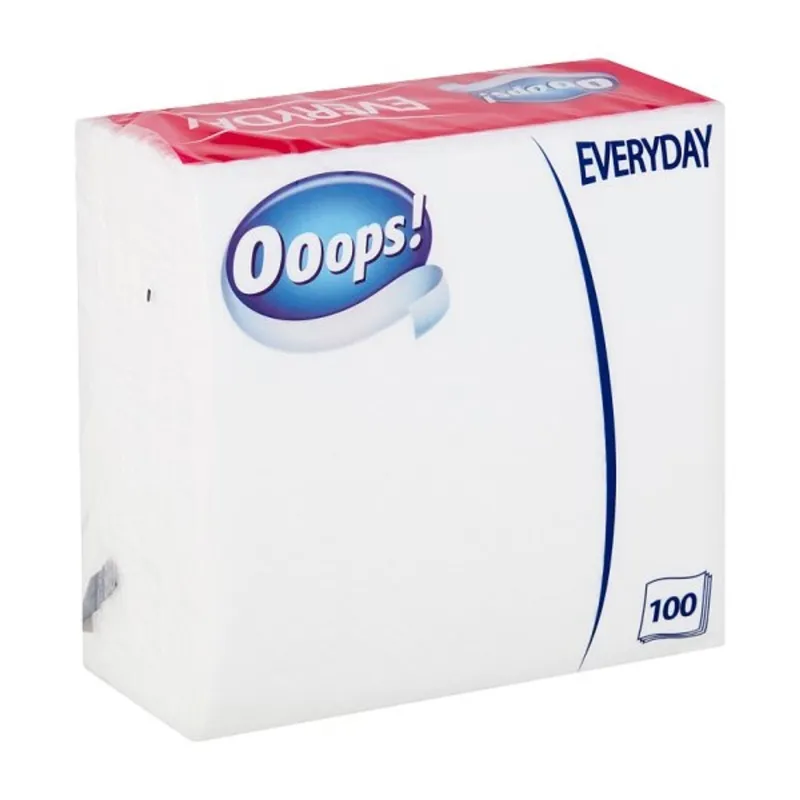 Ooops Everyday 100 lapos 1 rétegű fehér szalvéta Ooops Everyday 100 lapos 1 rétegű fehér szalvéta
