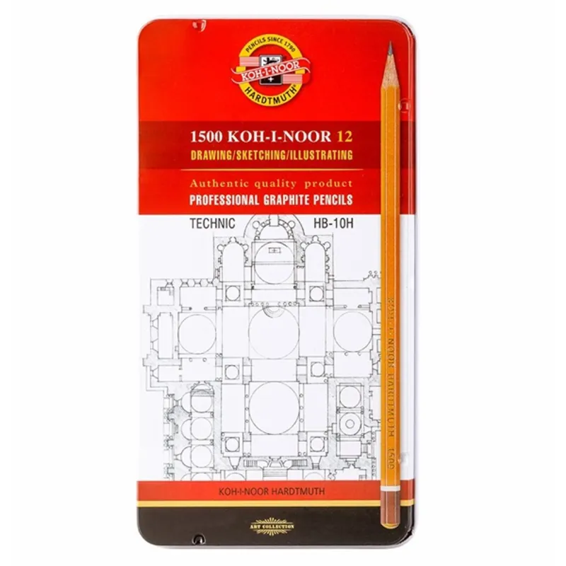 KOH-I-NOOR 1502/1 fémdobozos grafitceruza Technic szett KOH-I-NOOR 1502/1 fémdobozos grafitceruza Technic szett