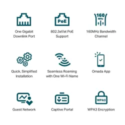 TP-LINK Wireless Access Point Dual Band AX3000 Wifi 6 Mennyezetre rögzíthető, EAP650-WALL