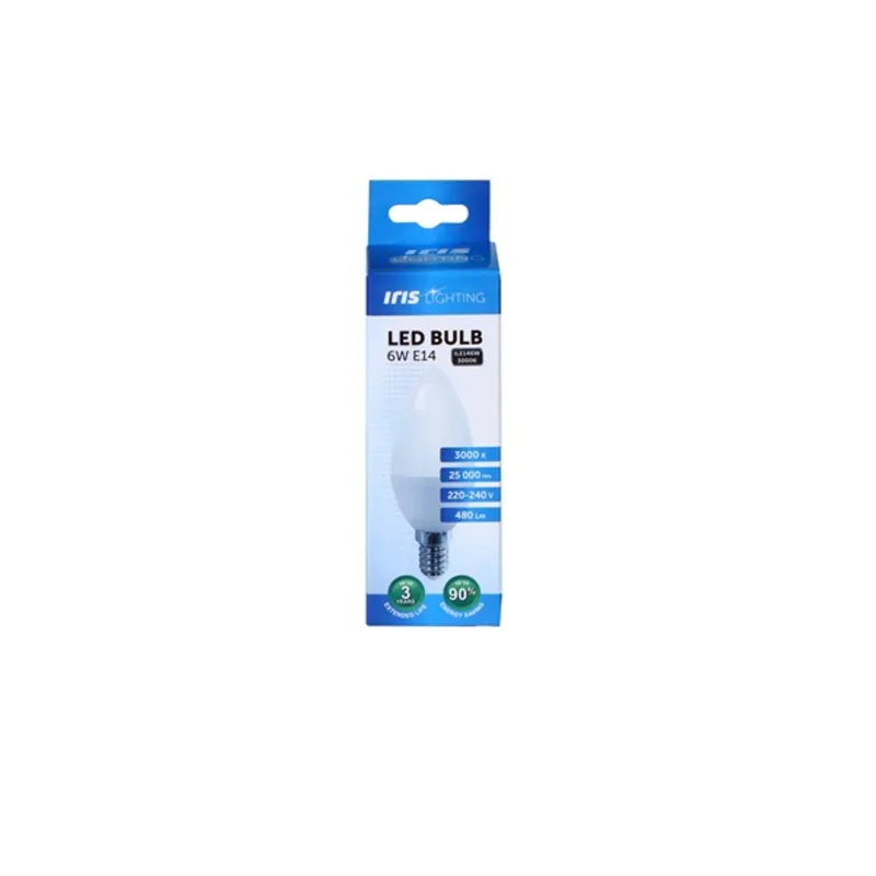 Iris Lighting E14 C37 6W 3000K 540lm gyertya LED fényforrás (ILE146W3000K) Iris Lighting E14 C37 6W 3000K 540lm gyertya LED fényforrás (ILE146W3000K)
