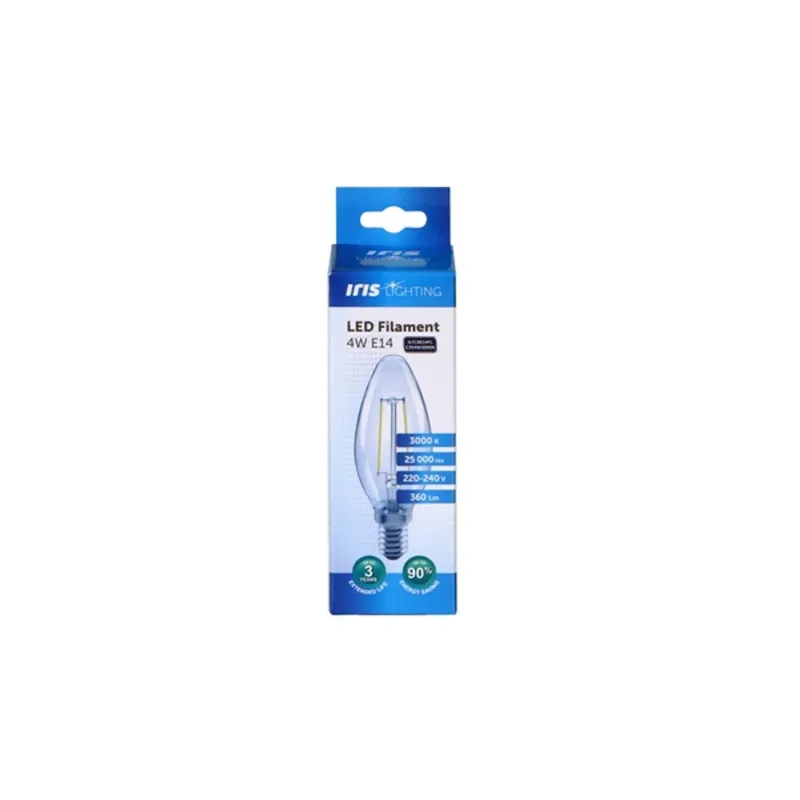 Iris Lighting Filament Candle Bulb E14 FLC35 4W/3000K/360lm gyertya LED fényforrás Iris Lighting Filament Candle Bulb E14 FLC35 4W/3000K/360lm gyertya LED fényforrás