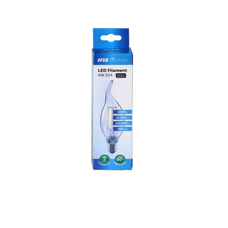 Iris Lighting Filament Bulb Longtip E14 FLCT35 4W 3000K 360lm aranyszínű gyertya LED fényforrás (ILBLE14FLCT354W3000K) Iris Lighting Filament Bulb Longtip E14 FLCT35 4W 3000K 360lm aranyszínű gyertya LED fényforrás (ILBLE14FLCT354W3000K)
