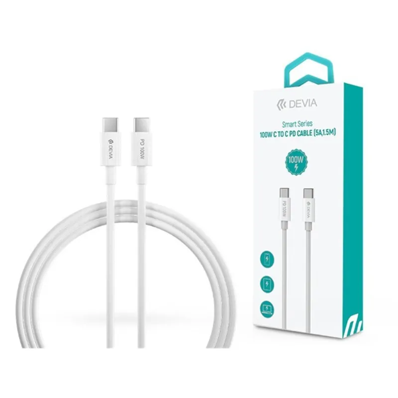 Devia Smart Series 100W C to C PD Cable White Devia Smart Series 100W C to C PD Cable White