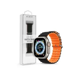 Devia Deluxe Series Sport6 Silicone Two-tone Apple Watch 38/40/41mm szilikon sport szíj fekete-narancssárga (ST381591)