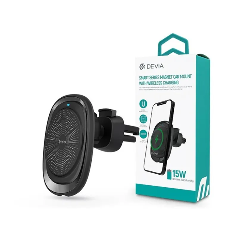 Devia ST362200 univerzális szellőzőrácsba illeszthető fekete mágneses autós töltő és telefontartó Devia ST362200 univerzális szellőzőrácsba illeszthető fekete mágneses autós töltő és telefontartó