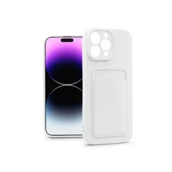 Haffner Card Case Apple iPhone 14 Pro Max szilikon tok kártyatartóval fehér (PT-6740)