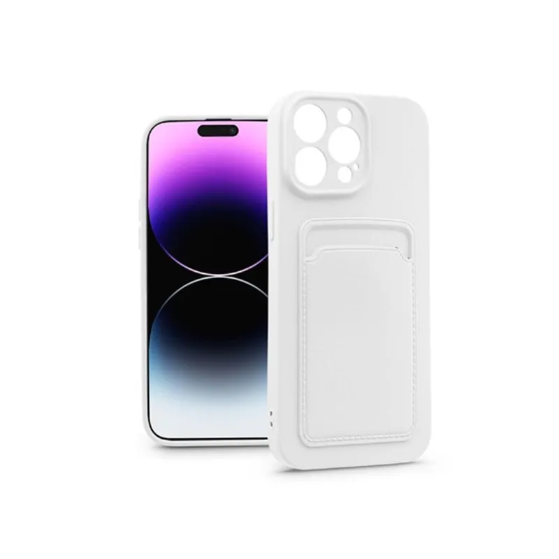 Haffner Card Case Apple iPhone 14 Pro Max szilikon tok kártyatartóval fehér (PT-6740) Haffner Card Case Apple iPhone 14 Pro Max szilikon tok kártyatartóval fehér (PT-6740)