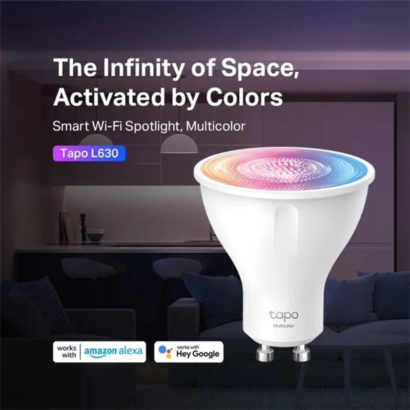 TP-LINK LED Izzó Wi-Fi-s GU10, váltakozó színekkel Spotlight, TAPO L630 TP-LINK LED Izzó Wi-Fi-s GU10, váltakozó színekkel Spotlight, TAPO L630