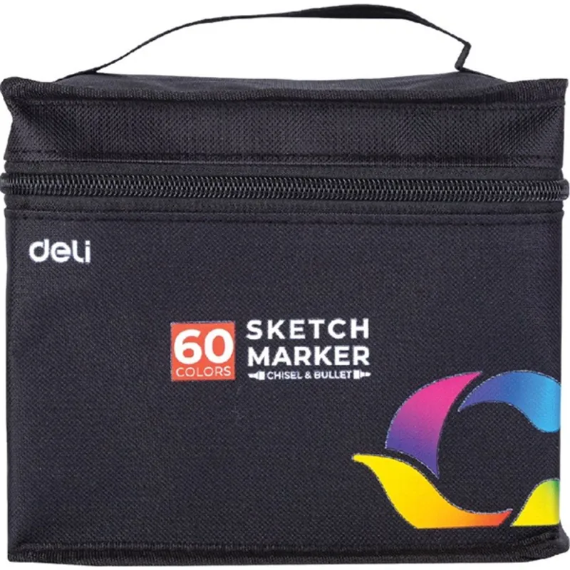Deli Color Emotion 60 db-os vágott és gömbölyű hegyű permanent marker készlet Deli Color Emotion 60 db-os vágott és gömbölyű hegyű permanent marker készlet