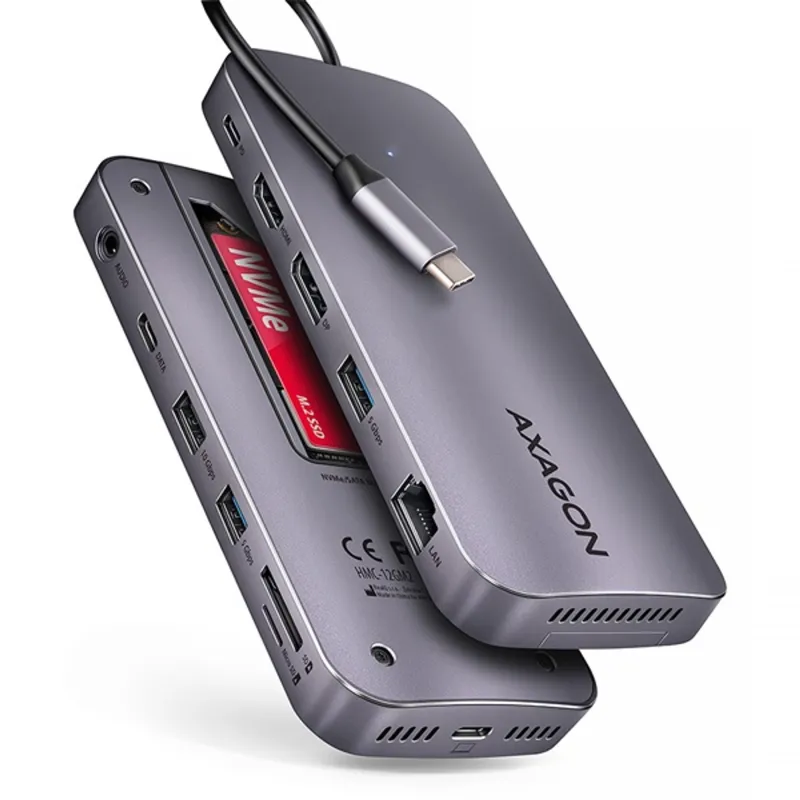 Axagon USB-C 12in1 hub (HMC-12GM2) Axagon USB-C 12in1 hub (HMC-12GM2)