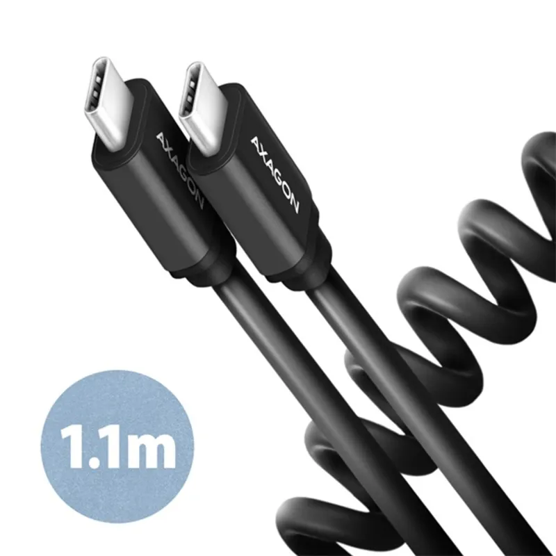 Axagon BUCM-CM20TB 1,1m USB C csavart fekete adat- és töltőkábel Axagon BUCM-CM20TB 1,1m USB C csavart fekete adat- és töltőkábel