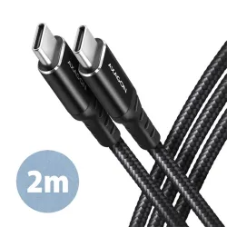 Axagon CHARGE USB-C - USB-C adat- és töltőkábel 2m fekete (BUCM2-CM20AB)