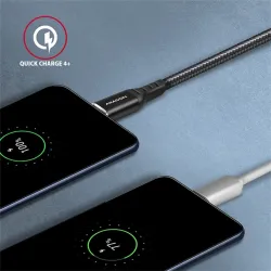 Axagon CHARGE USB-C - USB-C adat- és töltőkábel 2m fekete (BUCM2-CM20AB)
