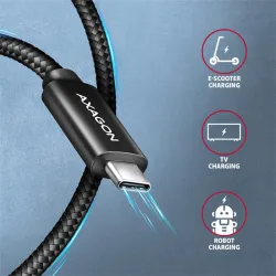Axagon CHARGE USB-C - USB-C adat- és töltőkábel 2,5m fekete (BUCM2-CM25AB)
