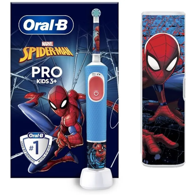 Oral-B D103 Vitality PRO Spiderman gyerek elektromos fogkefe tokkal Oral-B D103 Vitality PRO Spiderman gyerek elektromos fogkefe tokkal