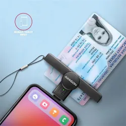 Axagon CRE-SMPC USB-C Smart card PocketReader okos kártyaolvasó