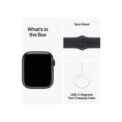 Apple Watch Series 9 (45mm) aluminium ház okosóra fekete (Midnight) + fekete sportszíj