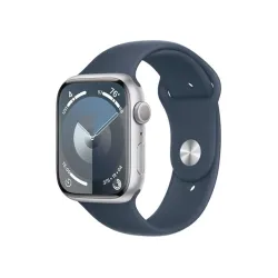Apple Watch S9 GPS 45mm Silver Alu Case w Storm Blue Sport Band - S/M