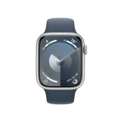 Apple Watch S9 GPS 45mm Silver Alu Case w Storm Blue Sport Band - S/M