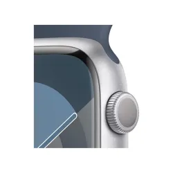 Apple Watch S9 GPS 45mm Silver Alu Case w Storm Blue Sport Band - S/M