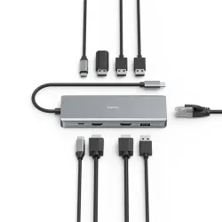 HAMA 00200142, FIC USB 3.1 TYPE-C,9IN1 DOKK. ADAPTER(4XUSB3.1, 2XHDMI, LAN, USB-C, PD)